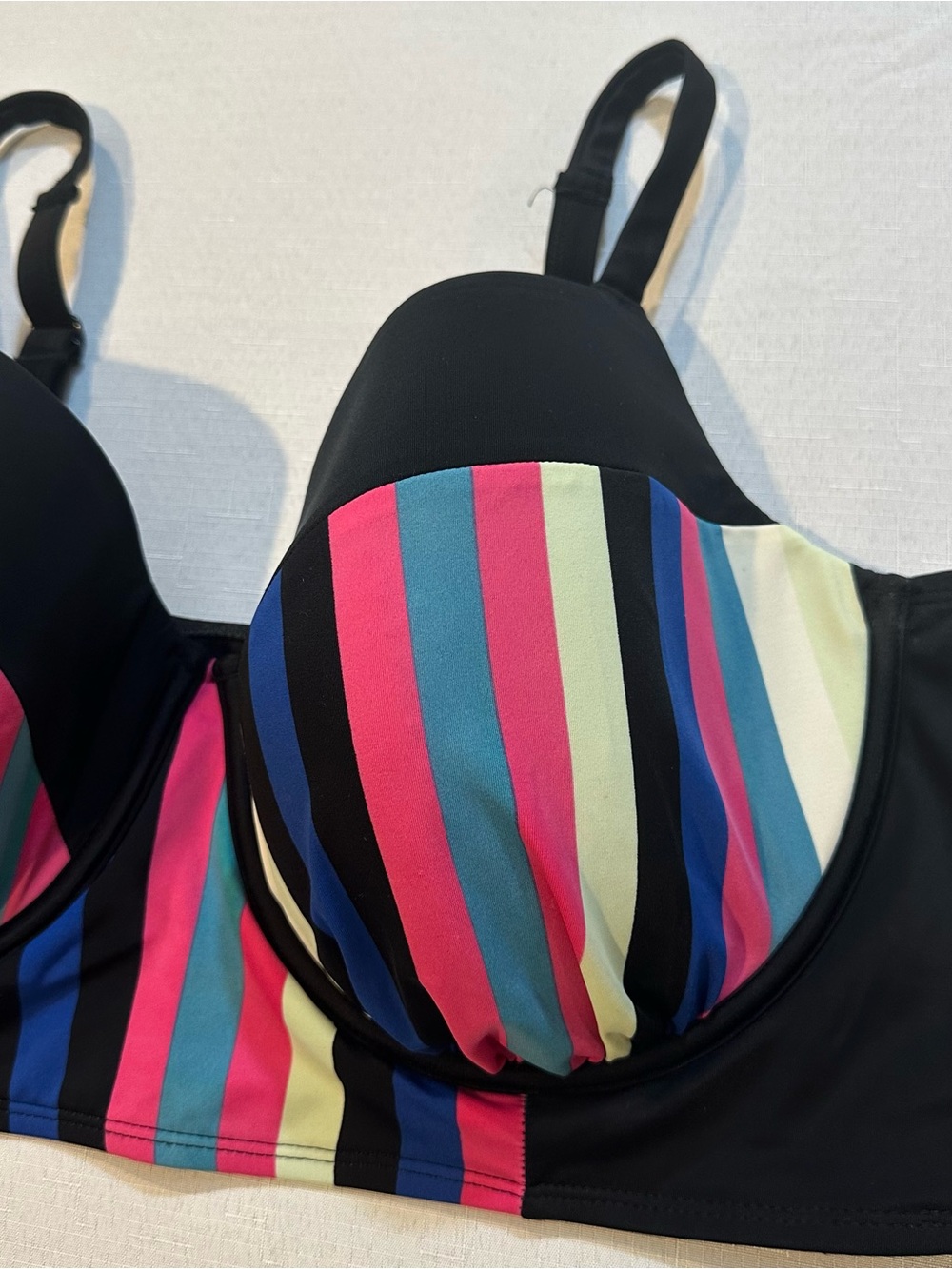 Swim By Cacique 42F Longline Underwire Bikini Top Stripe - Picture 3 of 13